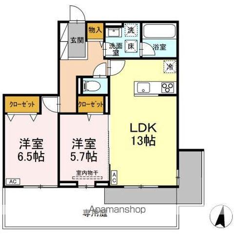 D-ROOMフィオーレ(2LDK/1階)の間取り写真