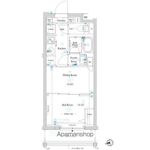 ラティエラ滝野川(1DK/1階)の間取り写真