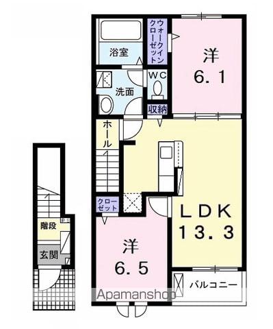 ラフォレスタ マレ(2LDK/2階)の間取り写真
