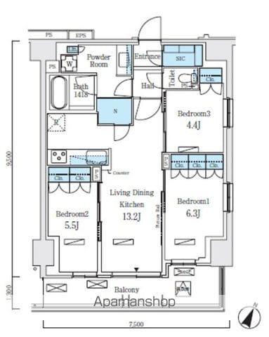 ロイヤルパークス赤羽ノース(3LDK/4階)の間取り写真