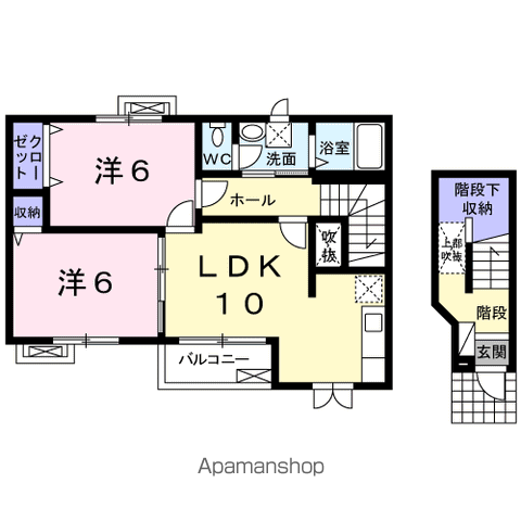 メゾンカルム N(2LDK/2階)の間取り写真