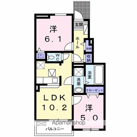 グリーンヴィレッジ Ⅱ(2LDK/1階)の間取り写真