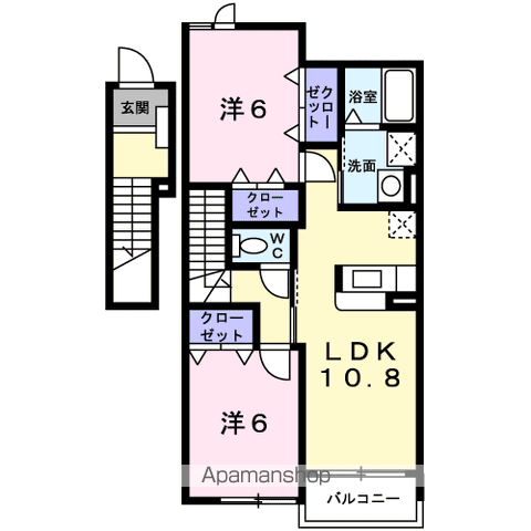 伊予鉄道環状線 本町６丁目駅 徒歩28分 2階建 築21年(2LDK/2階)の間取り写真