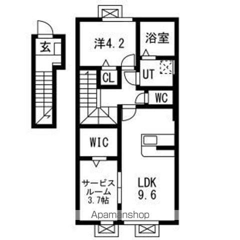 レジデンスⅡ(1SLDK/2階)の間取り写真