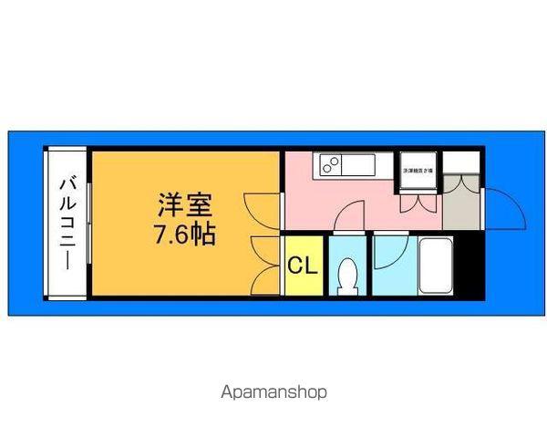 ウエストコート(1K/4階)の間取り写真