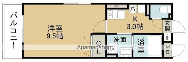 大学南ヒルズ(1K/4階)の間取り写真