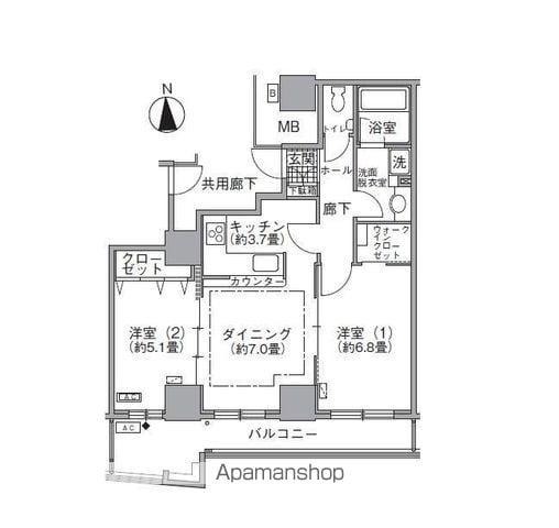 アクティ汐留(2DK/3階)の間取り写真