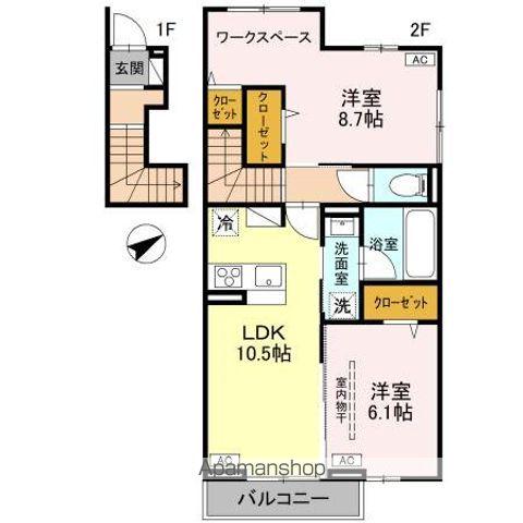 WISTERIA III(2LDK/2階)の間取り写真