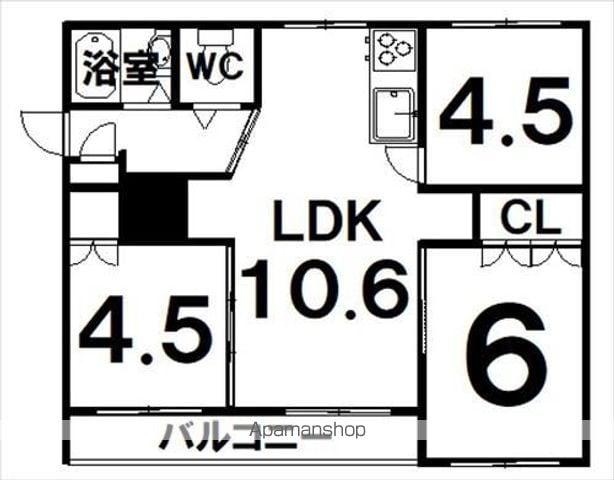 マンション五嶋(3LDK/2階)の間取り写真