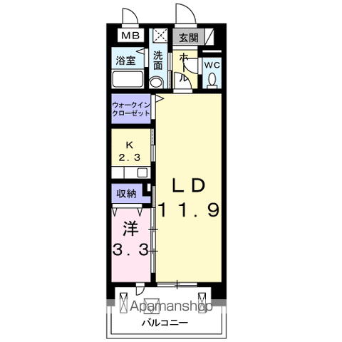 CASTLE AZUCHI(1LDK/2階)の間取り写真