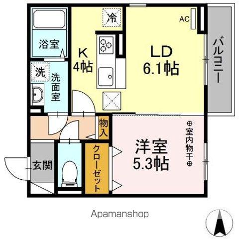 D-ROOM中倉(1LDK/1階)の間取り写真