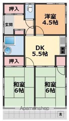 伊予鉄道横河原線 北久米駅 徒歩10分 1階建 築47年(3K)の間取り写真