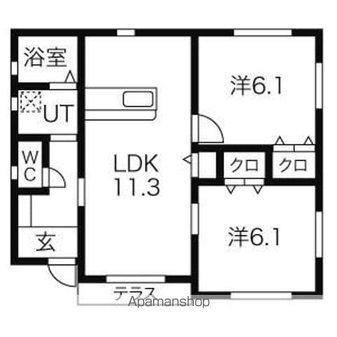 奥羽本線 東根駅 徒歩5分 1階建 築13年(2LDK)の間取り写真