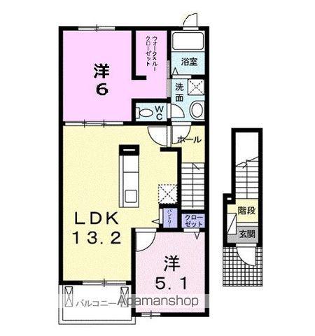 ルーベル春日G(2LDK/2階)の間取り写真