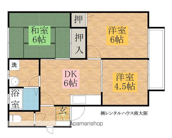 クーミーハウス 岸和田(3DK/1階)の間取り写真
