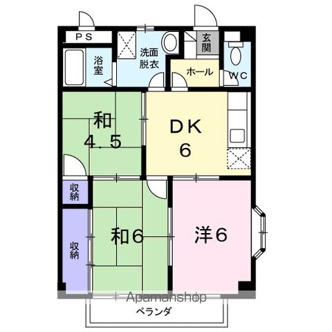 ロイヤル朋Ⅱ(3DK/2階)の間取り写真