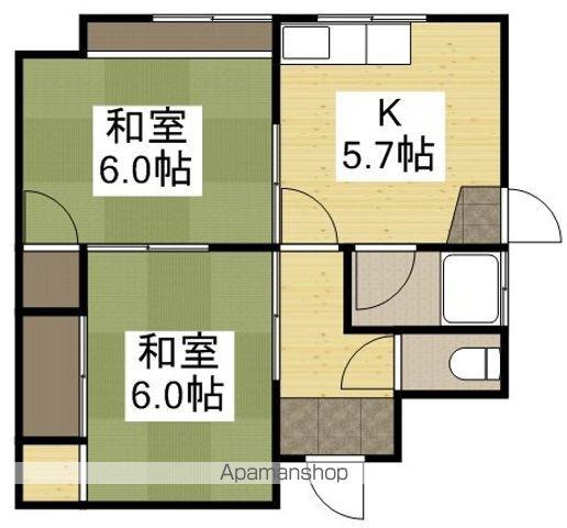 宇野線 備前西市駅 徒歩54分 1階建 築30年(2K)の間取り写真