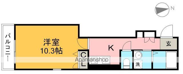 シャーメゾン・まゆⅢ(1K/2階)の間取り写真