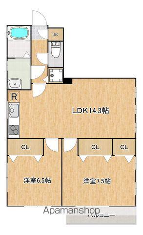 MAHALO(2LDK/2階)の間取り写真