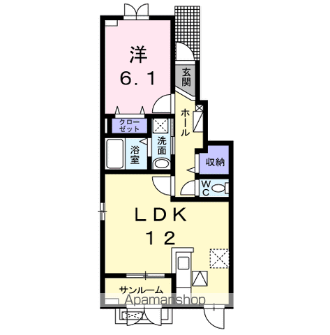 東北本線 岩手飯岡駅 徒歩14分 2階建 築10年(1LDK/1階)の間取り写真