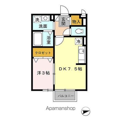 ミカハウスⅡ(1DK/2階)の間取り写真