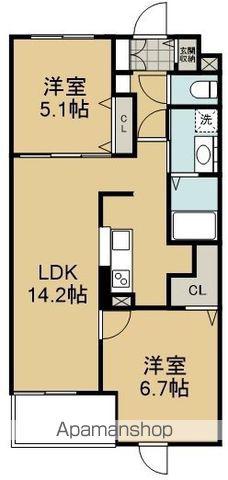 PETOK大岩(2LDK/3階)の間取り写真