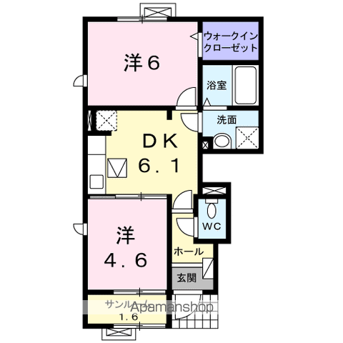 エテルノⅢ(2DK/1階)の間取り写真