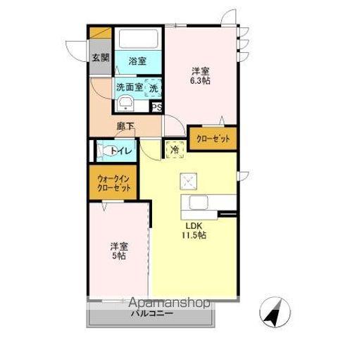 グランフェリシア(2LDK/1階)の間取り写真