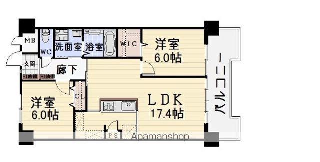 リアライズ若鶴(2LDK/5階)の間取り写真