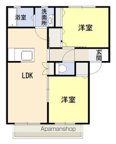 リブエールカーサ(2LDK/1階)の間取り写真