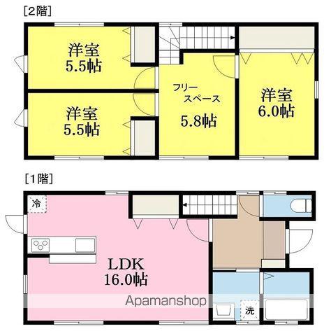 愛媛県松山市 2階建 築4年(3LDK)の間取り写真