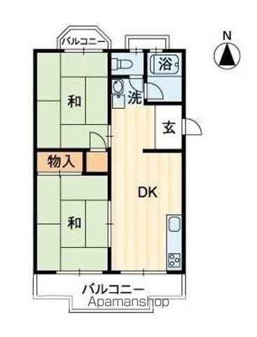 居石マンション(2DK/3階)の間取り写真