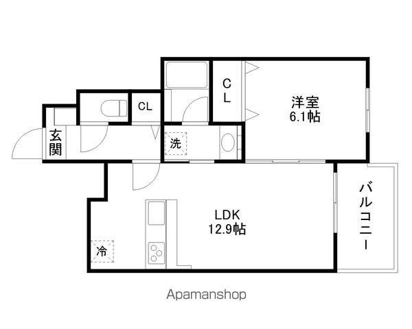 ホワイトレーク大将軍(1LDK/1階)の間取り写真