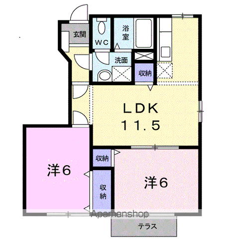 シェリジェ・ミムラⅡ(2LDK/1階)の間取り写真