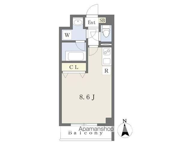 フォートレジデンス小田原弓ノ町(ワンルーム/4階)の間取り写真
