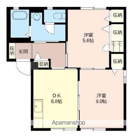 エクセロン C棟(2DK/2階)の間取り写真