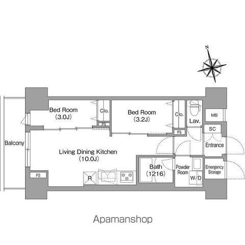 コンフォリア・リヴ南砂町イースト(2LDK/13階)の間取り写真