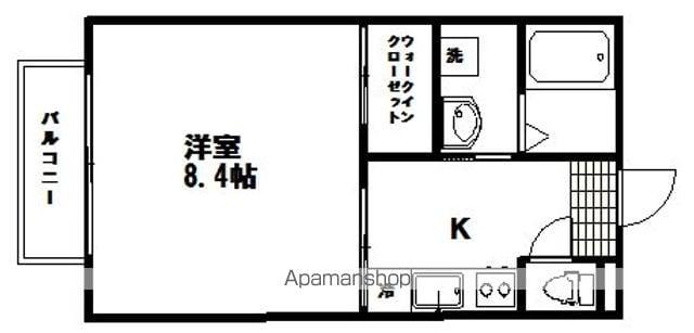 ウエストK(1K/2階)の間取り写真