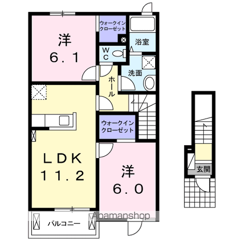 ショコラドベルⅠ(2LDK/2階)の間取り写真