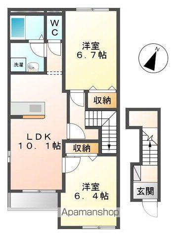 ブルー・ブラン(2LDK/2階)の間取り写真