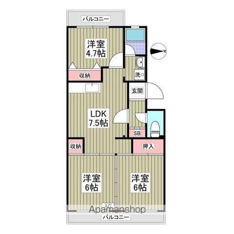 セジュールマンション(3DK/5階)の間取り写真