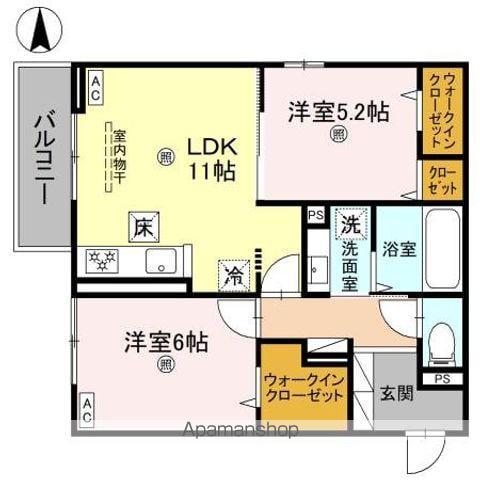 WISTERIA 三信(2LDK/1階)の間取り写真