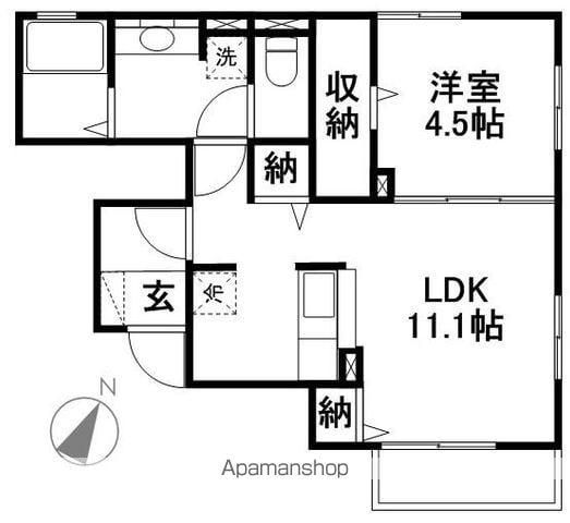 アンデルセンハウスーⅡ(1LDK/1階)の間取り写真