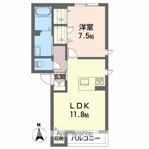 ガーデンズ矢巾Ⅰ(1LDK/1階)の間取り写真