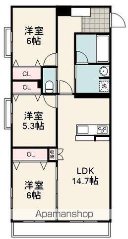 LUXE駒形(3LDK/3階)の間取り写真