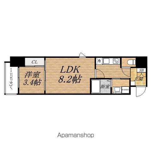 カバナ本町(1LDK/3階)の間取り写真