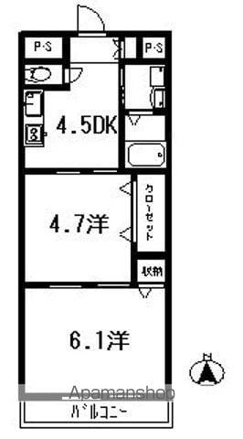 PERLA南川添Ⅱ(2K/4階)の間取り写真