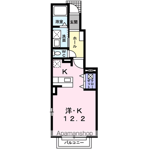 ラ フォーレ西砂(1K/1階)の間取り写真