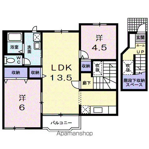 パレ・ノールⅡ(2LDK/2階)の間取り写真