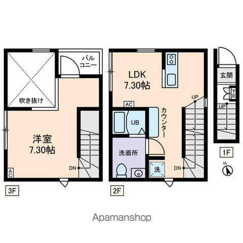 MAO北千住(1LDK/2階)の間取り写真